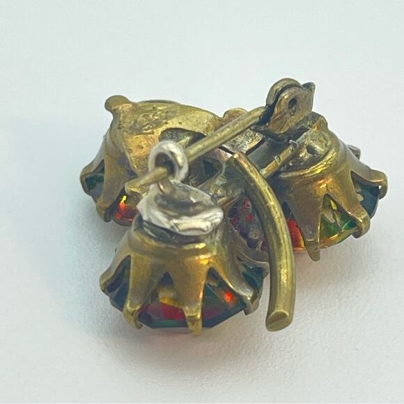 Vintage Watermelon Rivoli Rhinestone Grape Cluster Brooch | Antique pin - Picture 8 of 10